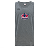 The Nebraska Rugby Referee Society Tempo Vapodri Singlet by WRS Canterbury is a gray, moisture-wicking, recycled polyester athletic shirt with "Nebraska" rugby logo in red, white, and blue and a small CCC logo on the shoulder.