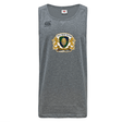 The Old Man Rivah Rugby Tempo Vapodri Singlet by WRS Canterbury is a grey sleeveless tank with the club crest centered and Canterbury logo on the upper left, made from recycled polyester for moisture-wicking comfort.