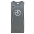 The WRS Canterbury Saint Anselm College Club Rugby Tempo Vapodri Singlet is a gray, sleeveless, moisture-wicking top made from recycled polyester, featuring “Saint Anselm Men's Club Rugby” and the “SA” logo in white on the front.