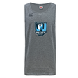 The Minneapolis Mayhem Rugby Tempo Vapodri Singlet by WRS Canterbury is a gray sleeveless athletic shirt made from recycled polyester, featuring both the Minneapolis Mayhem Rugby logo and Canterbury branding on the front. Designed for workout apparel enthusiasts, this singlet combines superior performance with sustainability.