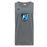 The Minneapolis Mayhem Rugby Tempo Vapodri Singlet by WRS Canterbury is a gray sleeveless athletic shirt made from recycled polyester, featuring both the Minneapolis Mayhem Rugby logo and Canterbury branding on the front. Designed for workout apparel enthusiasts, this singlet combines superior performance with sustainability.