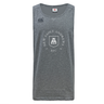 The New Saint Andrews College Tempo Vapodri Singlet by WRS Canterbury is a gray sleeveless athletic shirt made from recycled polyester, featuring “New Saint Andrews RFC 1994” and a shield logo printed in white on the front. Styled like the CCC Tempo Singlet, it incorporates VapoDri technology for superior moisture management.