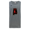A grey Aging Alabama Rugby Players Tempo Vapodri Singlet by Canterbury featuring an Alabama state silhouette with a graphic of the devil holding a scythe and the text “AARP”.