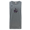 The Cypress Warriors Men's Rugby Tempo Vapodri Singlet by WRS Canterbury is a gray sleeveless athletic shirt with the team logo, warrior graphic, and Canterbury branding, made from moisture-wicking recycled polyester.