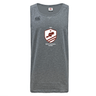 The West Potomac RFC Tempo Vapodri Singlet by WRS Canterbury is a gray sleeveless top with the "West Potomac Rugby" logo, squirrel graphic on the front, and Canterbury logo on the left shoulder. Made from recycled polyester.