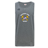 Grey Mother Lode Tempo Vapodri Singlet featuring a graphic of two crossed pickaxes behind a rugby ball and the text “MOTHER LODE RUGBY”.