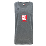 Grey moisture-wicking Legion Academy Tempo Vapodri Singlet featuring a red “Legion Academy” logo and shield graphic on the chest.