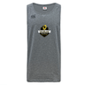 The Chicago Riot Tempo Vapodri Singlet by WRS Canterbury is a gray sleeveless athletic top made with recycled polyester, featuring the “Chicago Riot Rugby Football Club” logos and a Canterbury logo on the upper left shoulder.