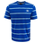 The Canterbury Yarn Dye T-Shirt features blue and white stripes and a Canterbury logo on the left chest. Made from 100% cotton, it ensures ultimate comfort.