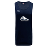Navy blue University of New Hampshire Tempo Vapodri Singlet featuring a white wildcat mascot graphic and the text “MEN’S RUGBY” on the chest.