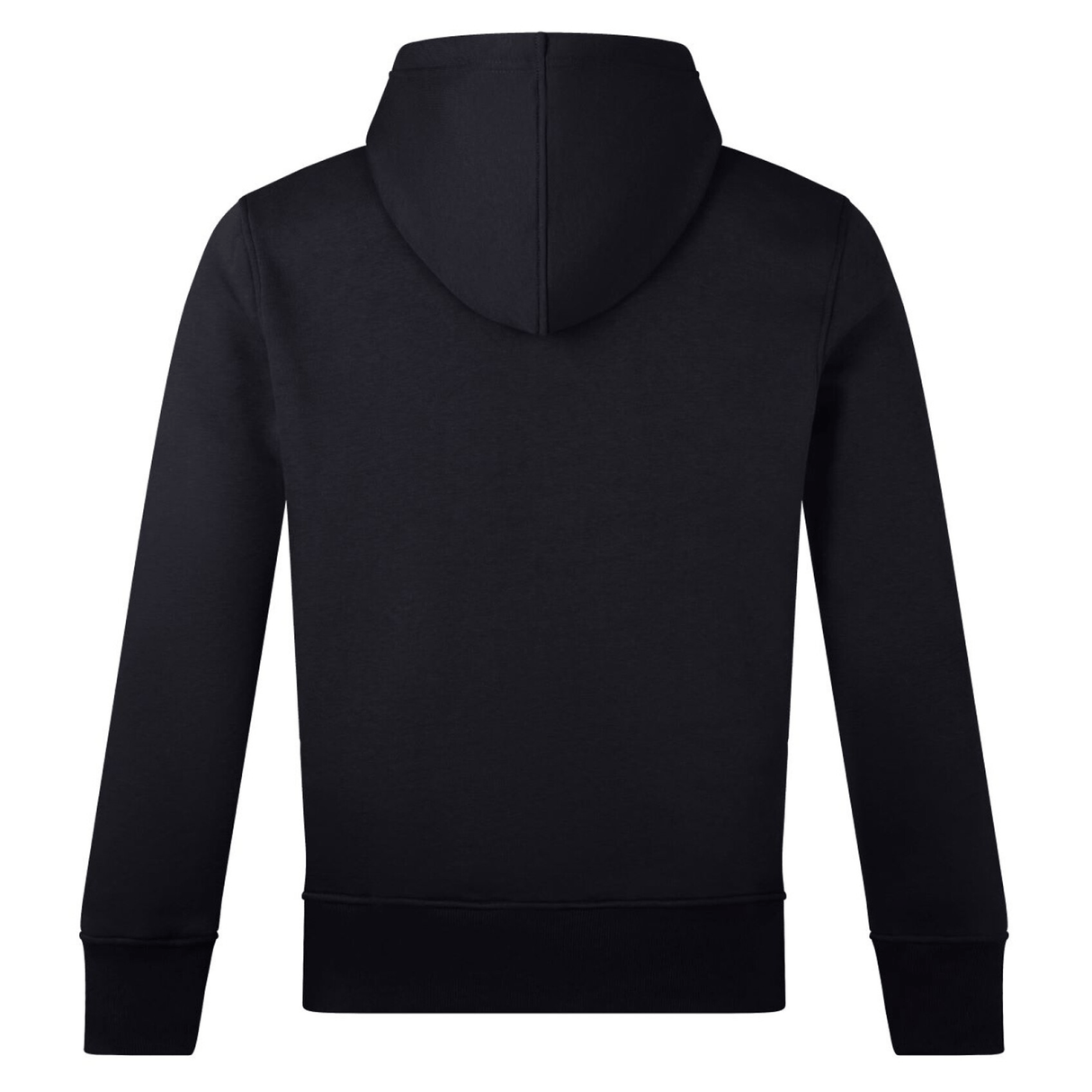 Back view of the jet black Canterbury CCC Uglies OH Hoodie by Canterbury, featuring a hood and long sleeves.