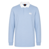 The Canterbury Solid Dye Rugby Jersey by Canterbury features a light blue color, long sleeves, white collar, and the classic logo on the left chest. Shown against a plain white background.