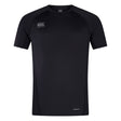 Black Canterbury Small Logo Superlight Tee with a short-sleeved design, a logo on the chest, and “VAPODRI” printed on the bottom hem.
