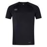 Black Canterbury Small Logo Superlight Tee with a short-sleeved design, a logo on the chest, and “VAPODRI” printed on the bottom hem.