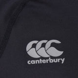 Black Canterbury Small Logo Superlight Tee with a grey logo featuring three stylized kiwis above the word “canterbury.”.
