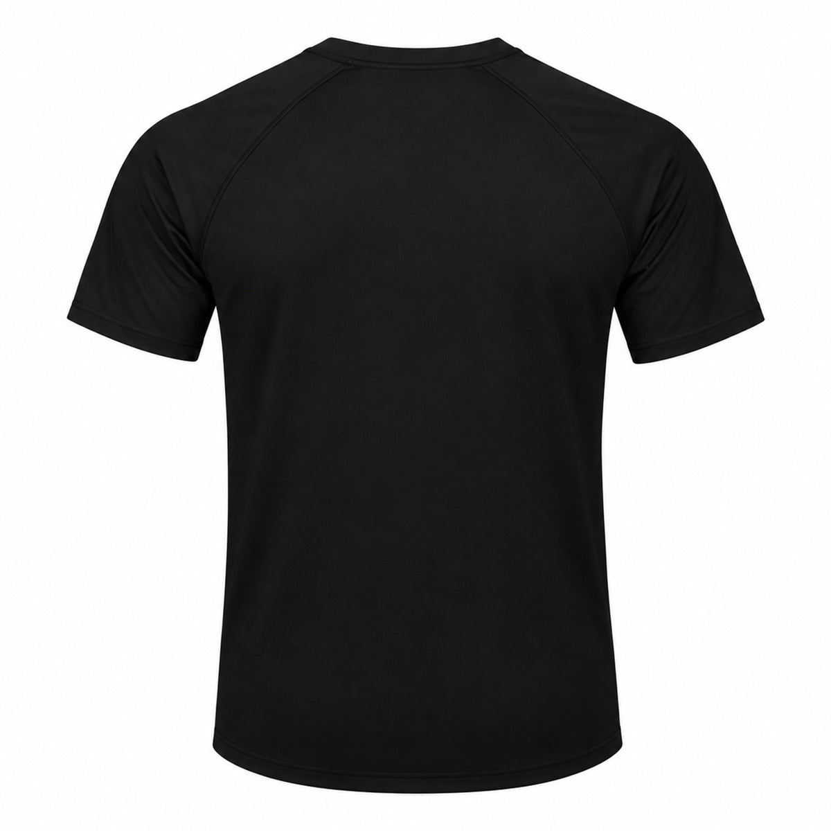 Back view of a plain black Canterbury Small Logo Superlight Tee, a short-sleeved athletic t-shirt.