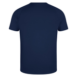 Back view of Canterbury Large Logo Superlight Tee AM in navy blue, a lightweight performance shirt by Canterbury, shown against a white background.