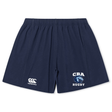 Enjoy supreme comfort with Canterbury's Christian Brothers Academy Rugby Yokohama shorts in navy. Made from lightweight fabric, they feature the "CRA Rugby" emblem on one leg and the Canterbury logo on the other, ideal for play and daily wear.