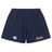 The USA Para Powerlifting Yokohama Short by Canterbury features an elastic waistband, Canterbury logo on the left leg, and "USA Para Powerlifting" on the right. These navy blue EMB Canterbury shorts offer lightweight durability for any athletic activity.