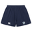 The Milwaukee Barbarians Rugby Yokohama Short by EMB Canterbury is navy blue with an elastic waistband, featuring the Canterbury logo on the left leg and a Milwaukee Barbarians crest on the right.