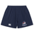 Navy blue SUNY Maritime Men’s Rugby Yokohama Short by Canterbury, featuring the Canterbury logo on the right leg and a “Maritime Rugby” emblem on the left.