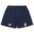 The Montgomery Bucks Griffins Women's Yokohama Short by EMB Canterbury features an elastic waistband, the iconic Canterbury logo on the left leg, and a red and white lion crest on the right—ideal women's rugby shorts.