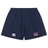 The Nebraska Rugby Referee Society Yokohama Short by EMB Canterbury features a navy blue design, elastic waistband, Canterbury logo on the left leg, and Nebraska sports logo on the right leg.