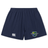 The EMB Canterbury Kingwood Rugby Yokohama Short features a navy blue design with an embroidered crest on the right leg and a white Canterbury logo on the left, inspired by the classic Yokohama Short.