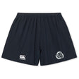 The Missoula All-Maggots Yokohama Short by EMB Canterbury are black athletic rugby shorts with an elastic waistband, featuring the EMB Canterbury logo on the left leg and a white fern emblem on the right leg. These classic Yokohama Shorts showcase Canterbury’s rugby heritage and performance.