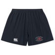 The Santa Rosa Youth Rugby Yokohama Short by EMB Canterbury features a navy blue design with an elastic waistband for optimal comfort and durability. The left leg is adorned with the Canterbury logo, while the right leg displays “Santa Rosa Youth Rugby” alongside a rose emblem. Perfect for any match or training session, these Yokohama style rugby shorts are made to withstand the rigors of play.