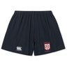 Dark blue lightweight Legion Academy Yokohama Short by Canterbury with a gathered waistband, featuring a white logo on the left leg and a red and white “LEGION ACADEMY SD” emblem on the right leg.