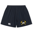 Dark navy Mother Lode Yokohama Short by Canterbury rugby shorts featuring a logo on the right leg with two crossed yellow pickaxes, a rugby ball, and the text “MOTHER LODE RUGBY.”