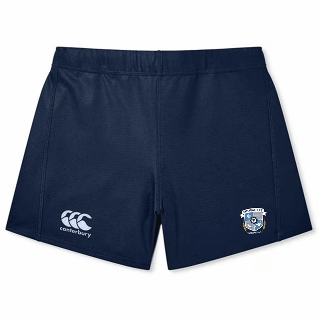 The Milwaukee Barbarians Rugby Women's Yokohama Short by EMB Canterbury features durable Vapodri fabric, a "canterbury" logo on the left leg, and is ideal for women’s rugby fans.