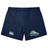 Navy blue University of New Hampshire Women’s Yokohama Short by Canterbury with a logo on the left leg and a wildcat mascot graphic with “Men’s Rugby” text on the right leg.