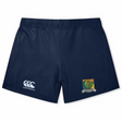 Navy blue Takoma Touch Rugby Women’s Yokohama Short by Canterbury featuring a logo on the left leg and a team crest with a rooster on the right.