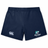 The EMB Canterbury NC Rugby Academy - Megalodons Women's Yokohama Short features navy blue lightweight, durable fabric, a gathered waistband, the Canterbury logo on the left leg, and the Megalodons Rugby Academy logo on the right.