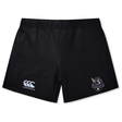 The EMB Canterbury Cypress Warriors Men's Rugby Women's Yokohama Short features the Canterbury logo on the left leg, team crest on the right, and is made from comfy Vapodri fabric—perfect for women's rugby.