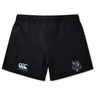 The EMB Canterbury Cypress Warriors Men's Rugby Women's Yokohama Short features the Canterbury logo on the left leg, team crest on the right, and is made from comfy Vapodri fabric—perfect for women's rugby.
