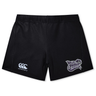 Introducing the Valley Panthers Girls Rugby Women’s Yokohama Short by EMB Canterbury. These black rugby shorts feature the iconic Canterbury logo on the left leg and a striking “Valley Panthers Girls Rugby” emblem on the right leg. Designed for female athletes, these shorts combine performance and comfort for wear both on and off the field.