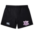Black Western Carolina University Women’s Yokohama Short by Canterbury featuring a logo on the left leg and a Western Carolina Rugby crest on the right.