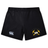 Black Mother Lode Women’s Yokohama Short by Canterbury rugby shorts featuring a brand logo on the right leg and a crossed pickaxes and rugby ball emblem on the left.