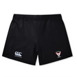 The Superior Rugby Club Women's Yokohama Short by Canterbury, from EMB Canterbury, are black rugby shorts with the Canterbury logo on the left leg and Superior Rugby logo on the right—ideal for rugby fans.