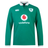 The Ireland 25/26 Long Sleeve Classic Home Jersey by Canterbury features a green design with a white collar, IRFU and Canterbury logos, and Vodafone sponsor—ideal for any Irish rugby fan.