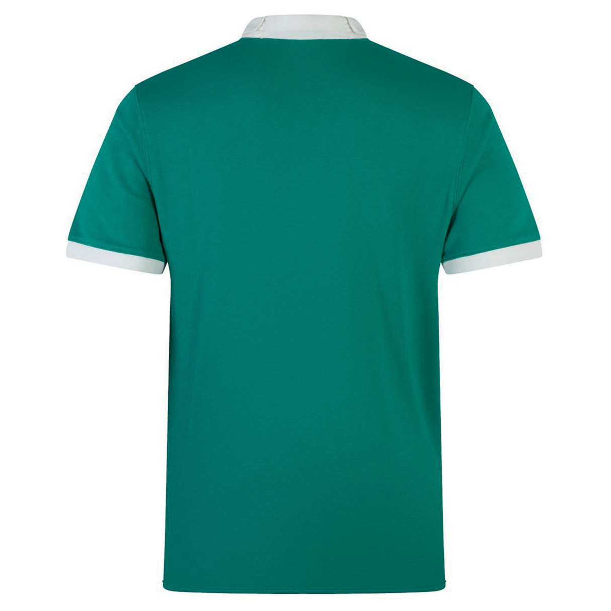 The Ireland 25/26 Classic Home Jersey by Canterbury is shown from the back. This green short-sleeve jersey features white cuffs and a white collar, set against a plain white background.