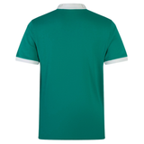 The Ireland 25/26 Classic Home Jersey by Canterbury is shown from the back. This green short-sleeve jersey features white cuffs and a white collar, set against a plain white background.