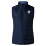 The Milwaukee Barbarians Rugby Women's Elite Microlite Gilet by EMB Canterbury features a front zipper, two side pockets, an embroidered crest on the left chest, and insulated Thermoreg fleece for extra warmth and comfort.