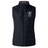 Black zip-up Cal Lutheran University Women’s Elite Microlite Gilet by Canterbury with a white embroidered university shield logo on the chest.