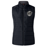 Black quilted ICRON Women’s Elite Microlite Gilet with a high collar and a shield-shaped chest logo.