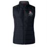 The EMB Canterbury Birmingham Iron Women's Football Elite Microlite Gilet is a black, sleeveless insulated vest with a front zip, two side pockets, and an embroidered IRON logo and graphic on the left chest.