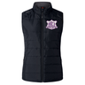 Black quilted Western Carolina University Women’s Elite Microlite Gilet by Canterbury featuring a zip-up front and a team logo on the left chest.